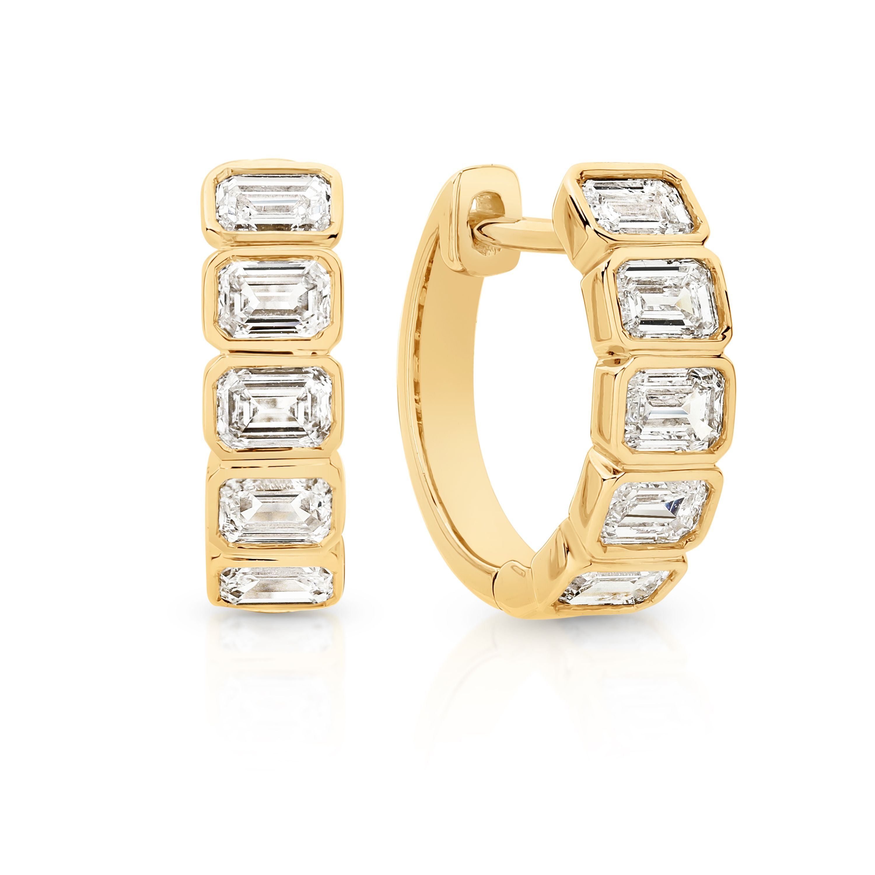 9ct Yellow Gold 1.00ct Lab Diamond Emerald Cut Huggies