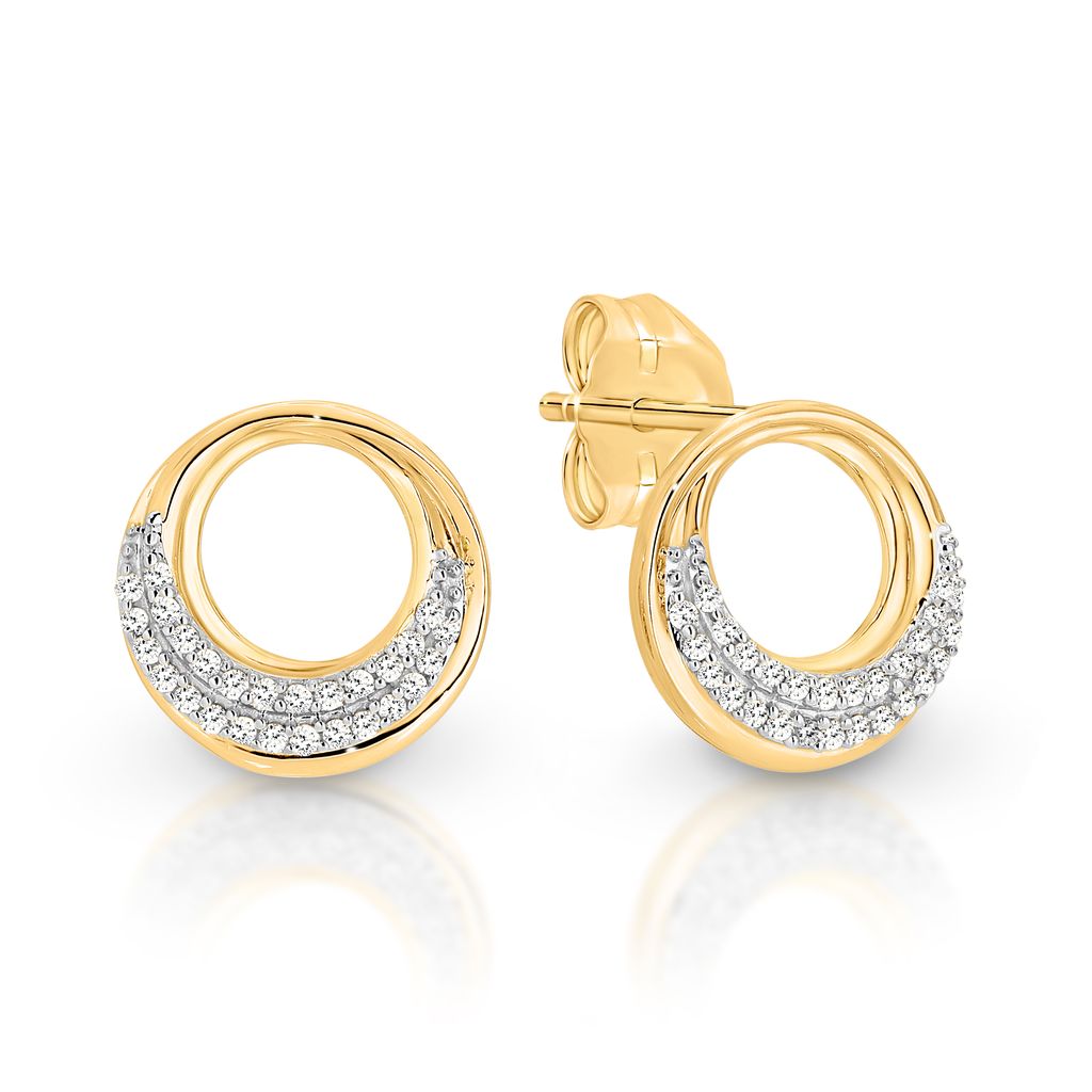 9ct gold 0.10ct diamond tapered circle studs