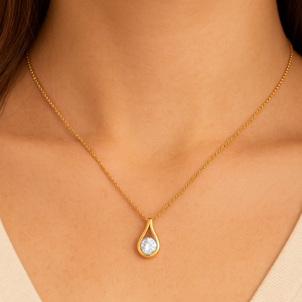 9ct Yellow Gold 0.50ct Lab Grown Diamond Droplet Pendant