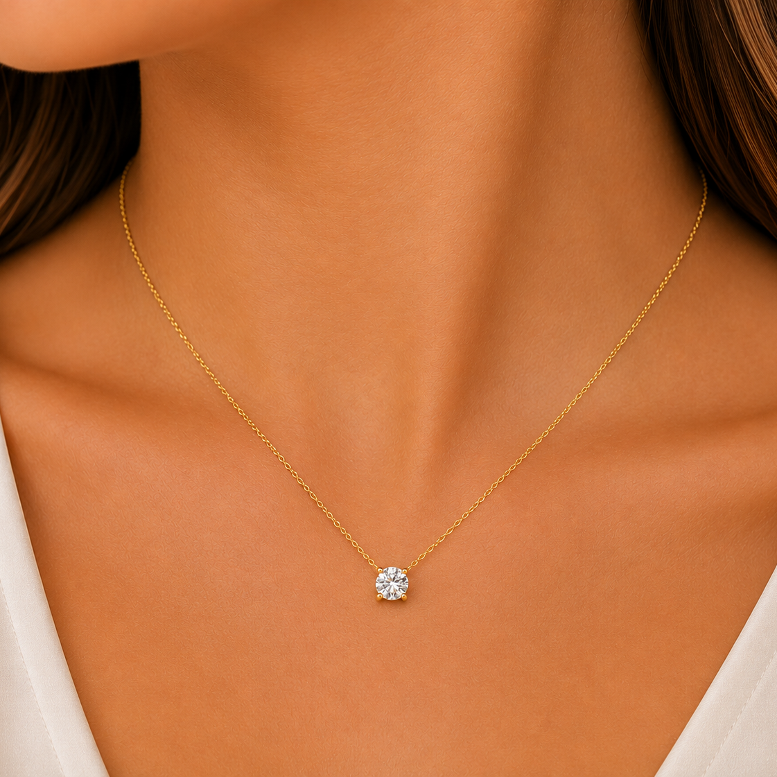 9ct 1.00ct round lab grown diamond necklet