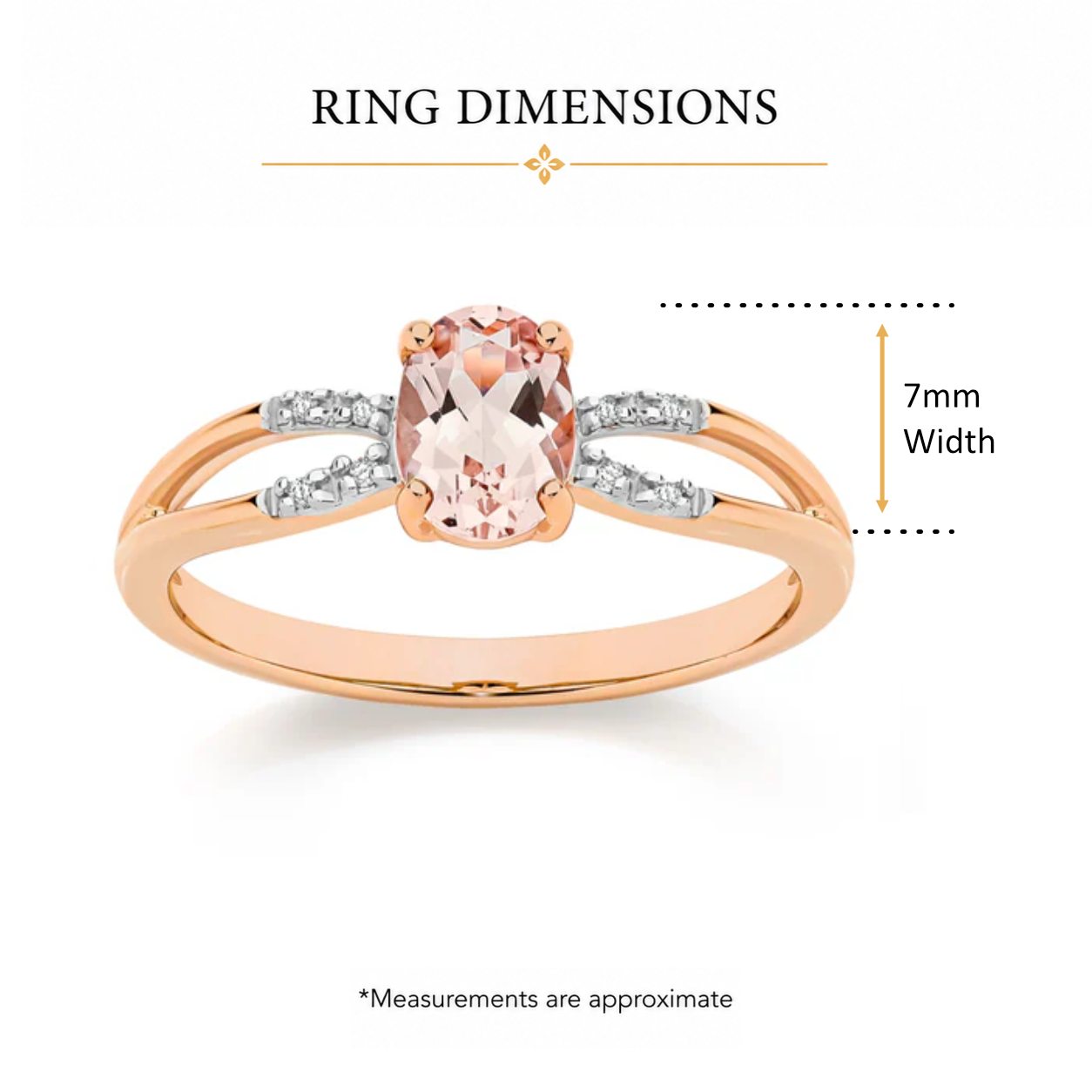 9ct Rose Gold Oval Morganite and Diamond Ring