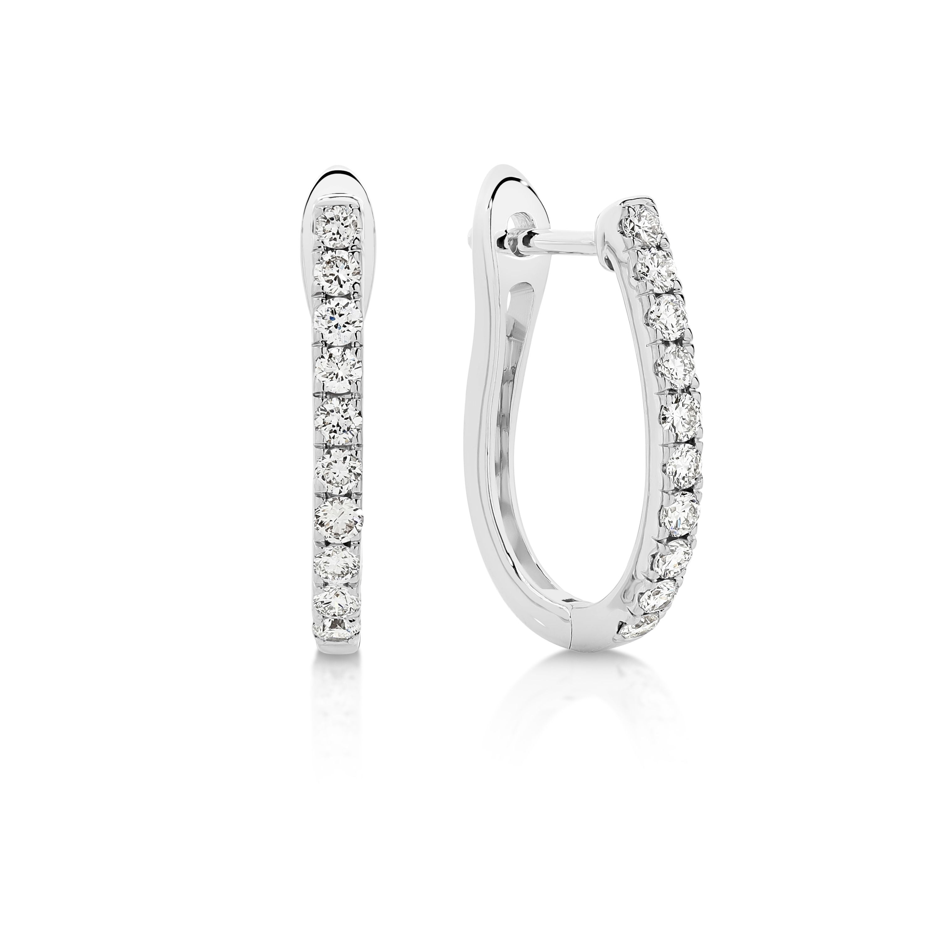 9ct white gold lab grown diamond huggie earrings