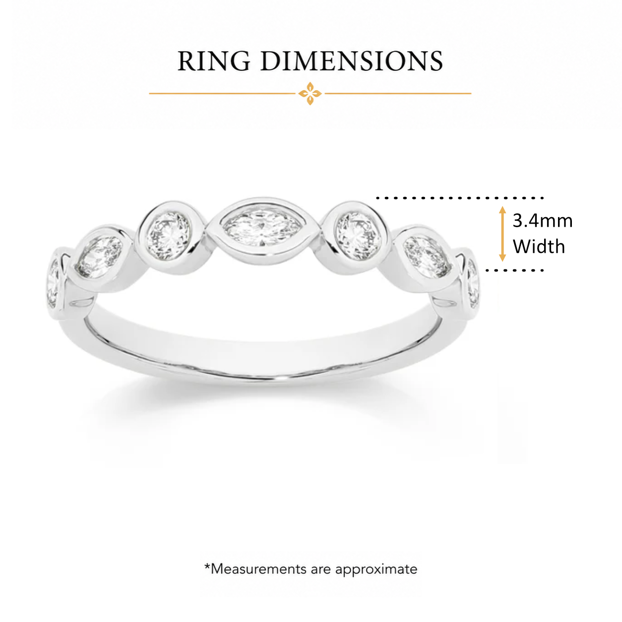 9ct White Gold 0.50ct Bezel Set Round and Marquise Lab Diamond Ring