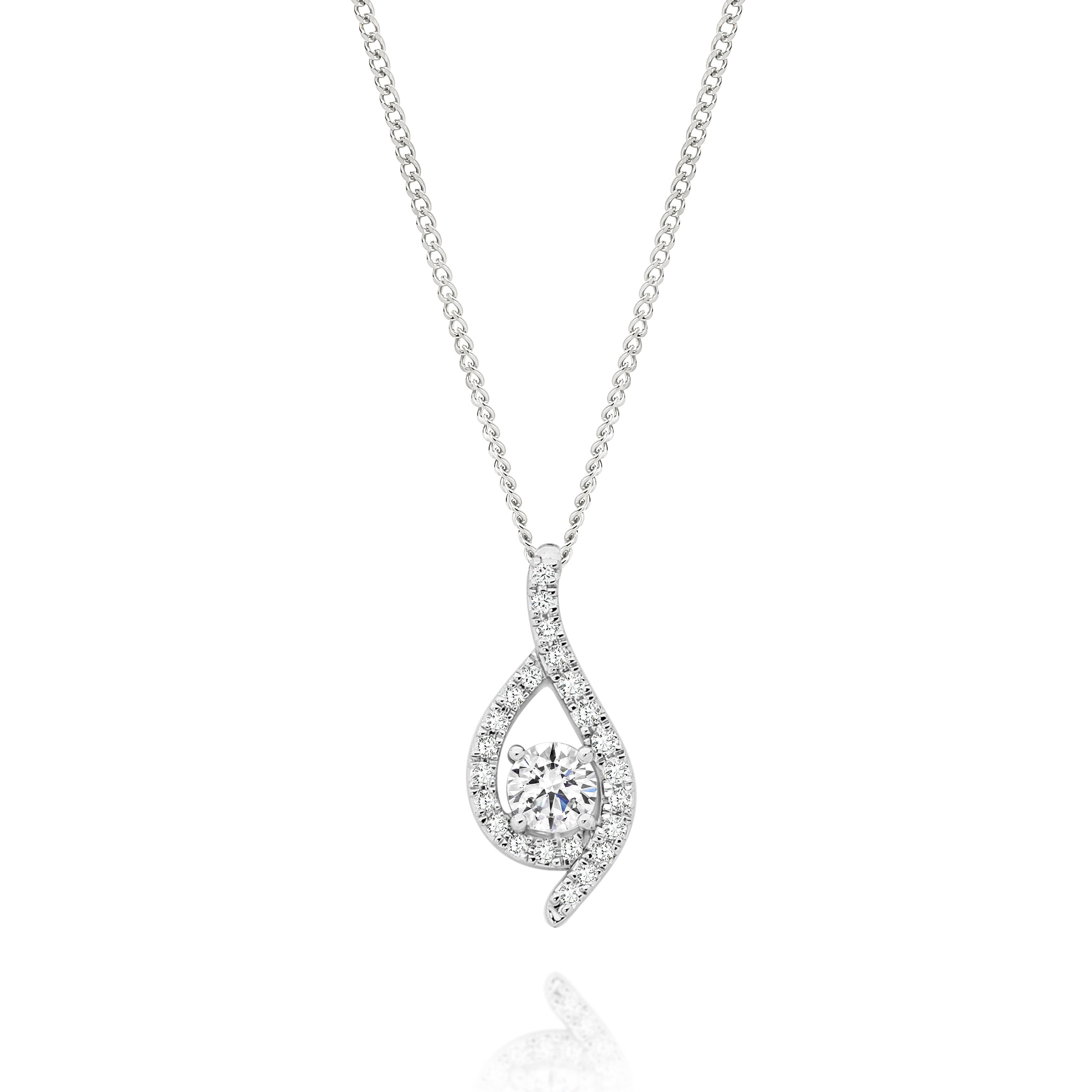 9ct White Gold 0.50ct Lab Grown Diamond Flame Slider Pendant