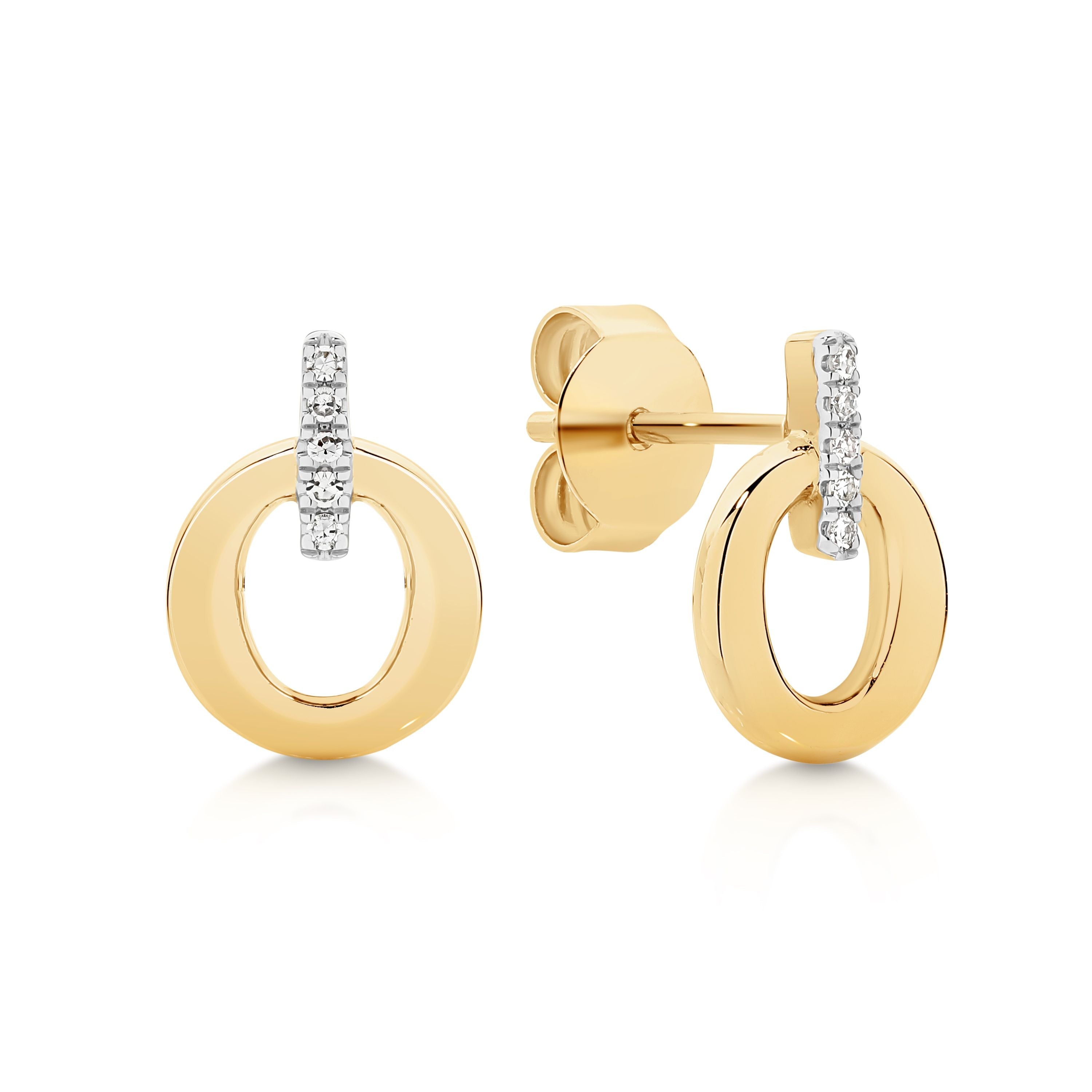 9ct Yellow Gold 0.03ct Diamond Circle Studs