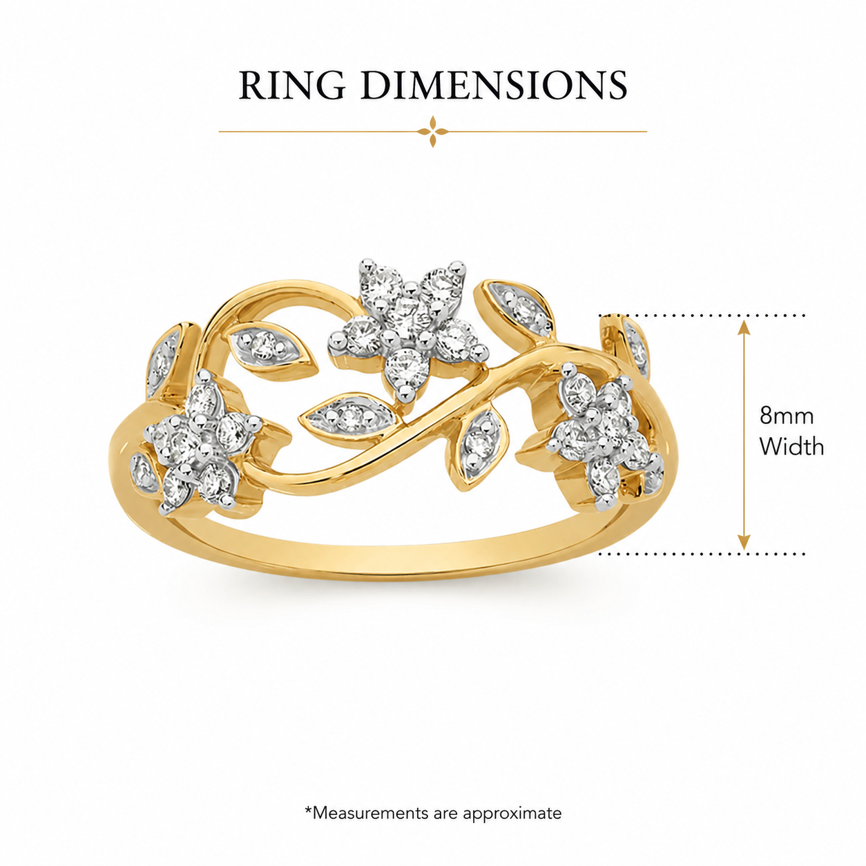9ct Yellow Gold 0.25ct Diamond Floral Ring