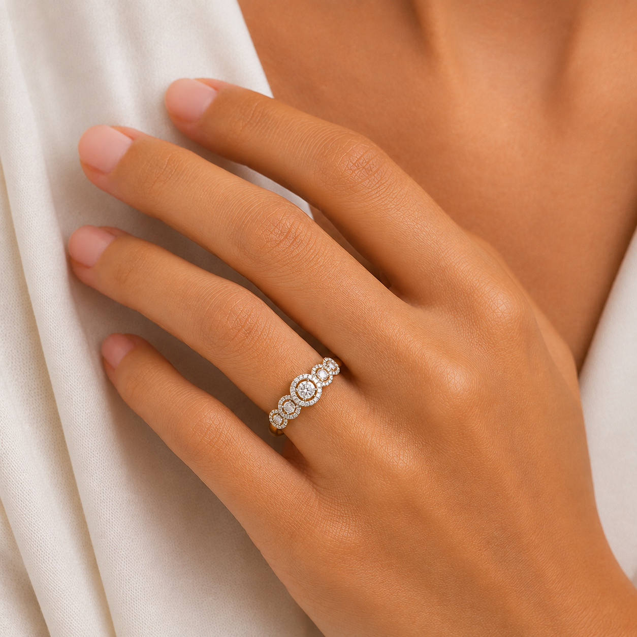 9ct Yellow Gold 0.25ct Diamond Miracle Plate Halo Ring