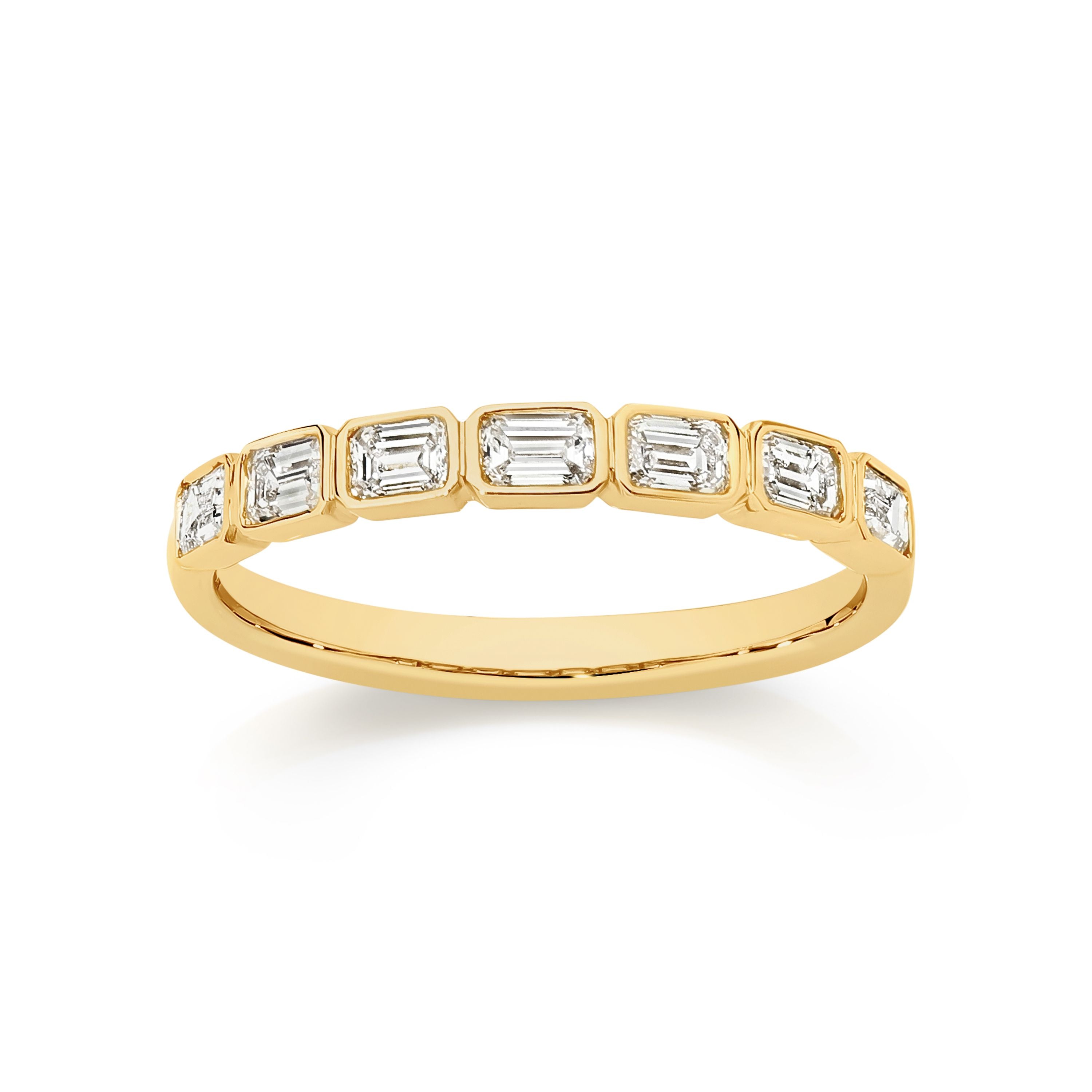 9ct Yellow Gold 0.70ct Emerald Cut Bezel Set Lab Diamond Ring