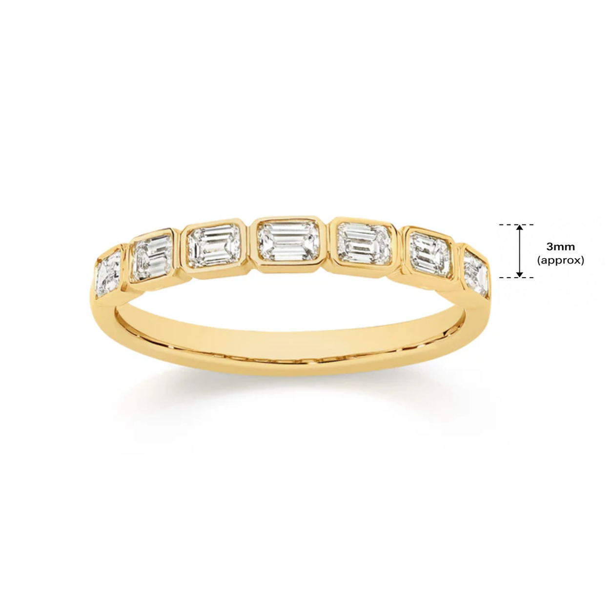 9ct Yellow Gold 0.70ct Emerald Cut Bezel Set Lab Diamond Ring