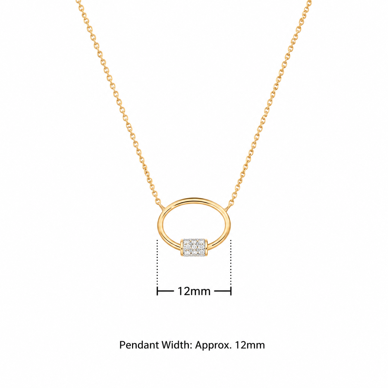 9ct Yellow Gold Necklet with Pave Diamond Barrel Detail