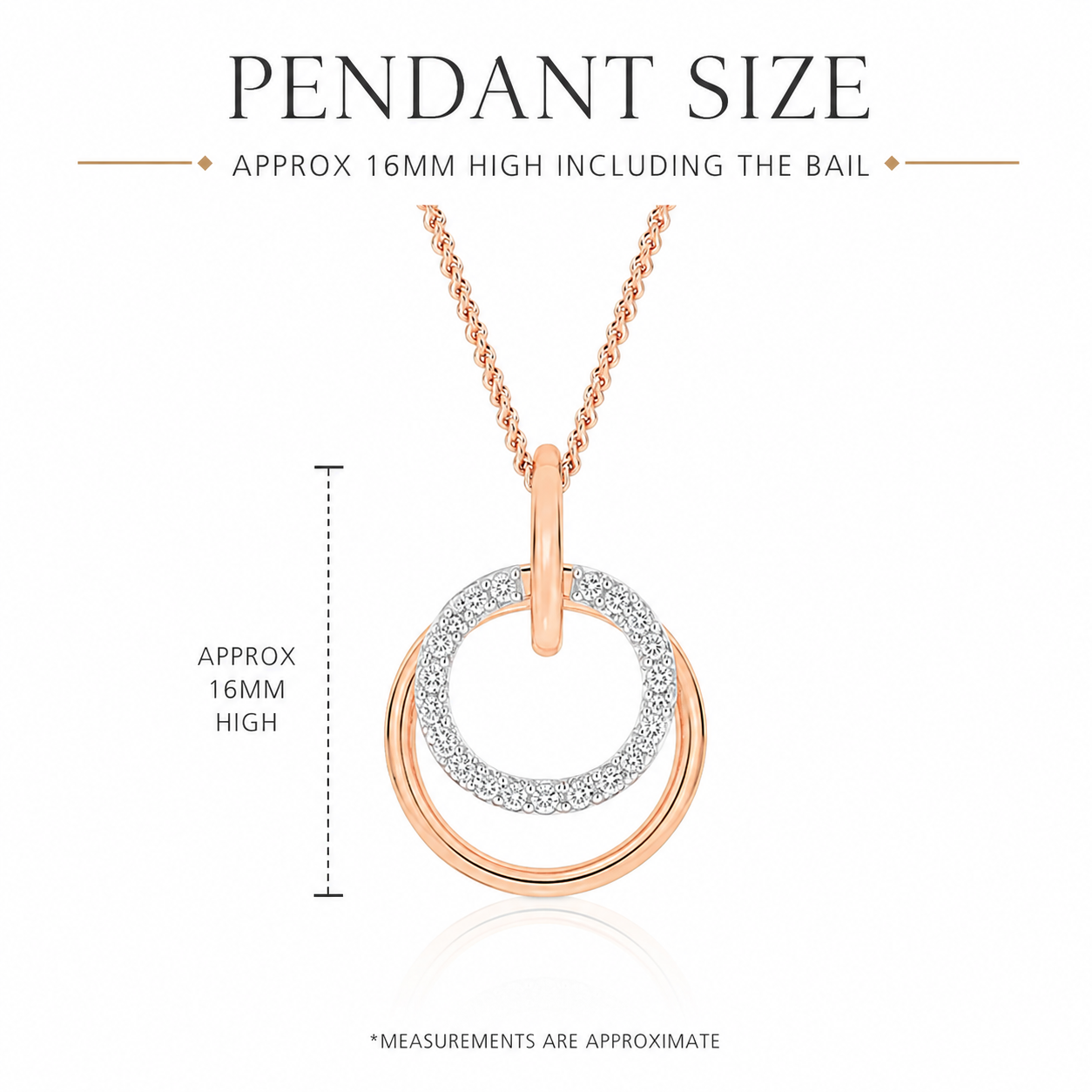 9ct rose gold 0.05ct diamond double circle pendant