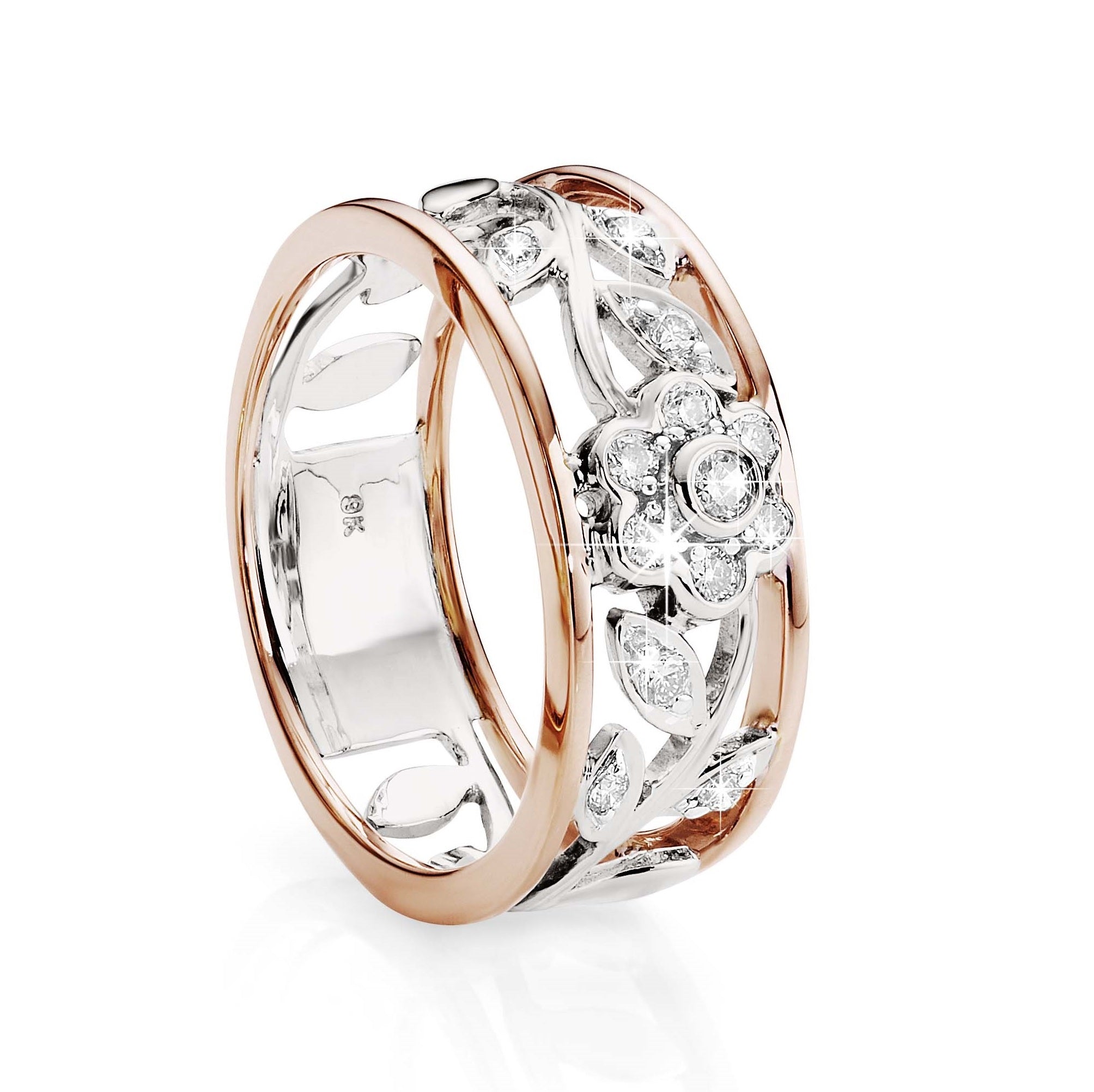9ct rose gold 0.25ct diamond vine ring