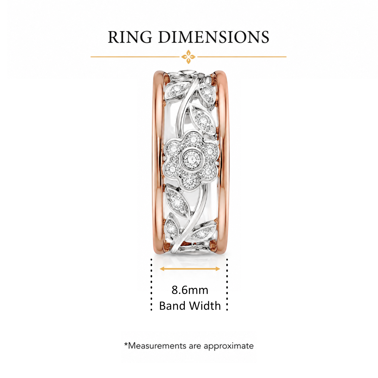 9ct rose gold 0.25ct diamond vine ring