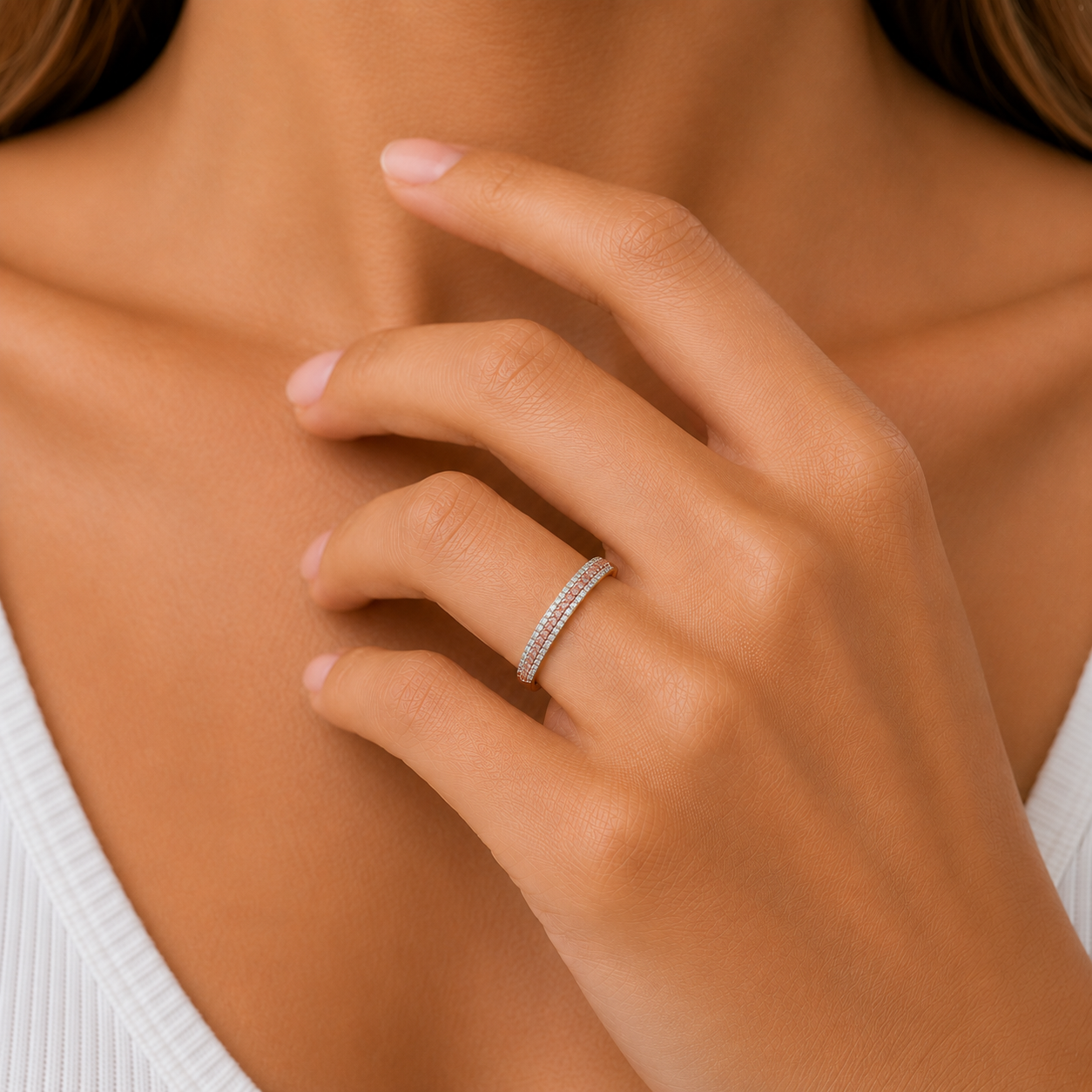 9ct rose gold 0.50ct Natural Australian Pink Diamond dome band ring