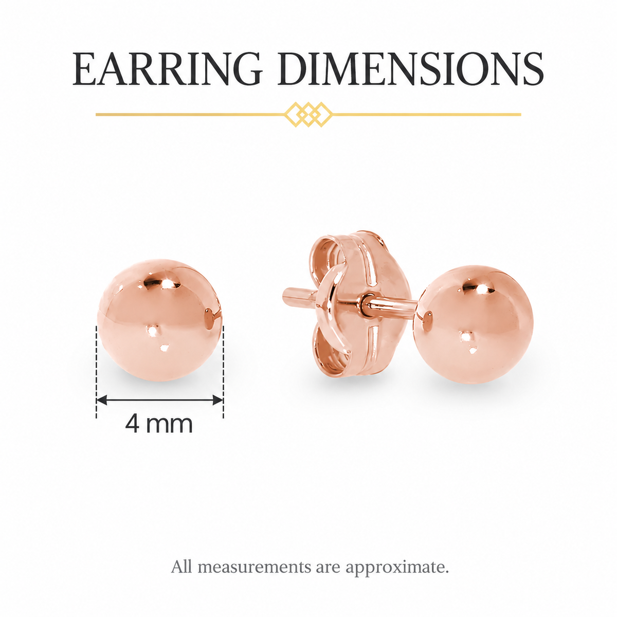 9ct rose gold 4mm ball stud earrings