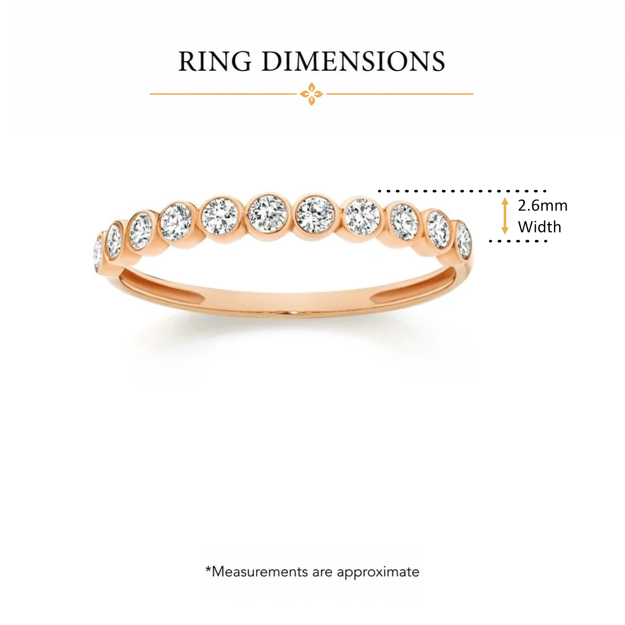 9ct rose gold bezel set cubic zirconia band ring