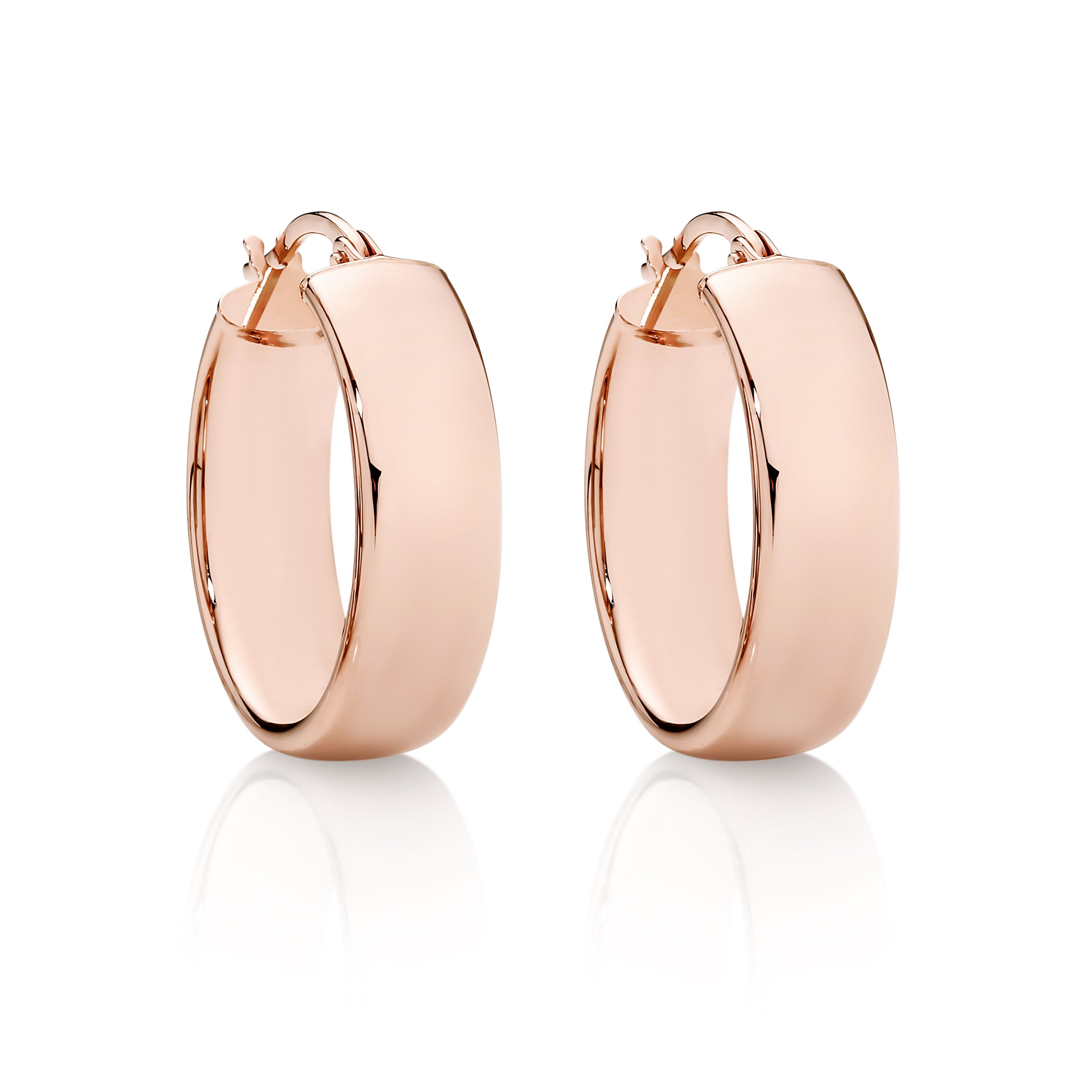 9ct rose gold half round 15mm hoop earrings