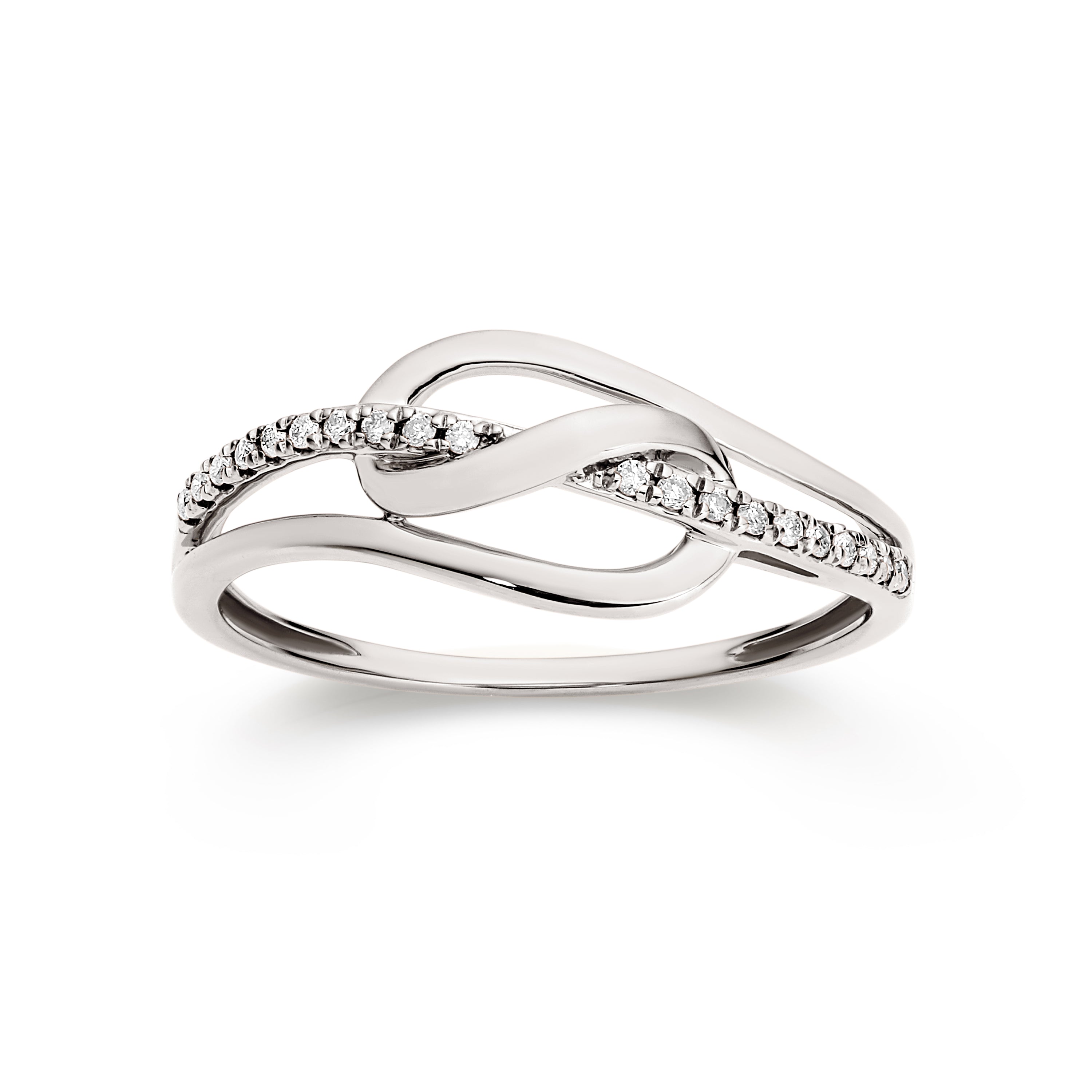 9ct white gold 0.07ct diamond set swirl ring
