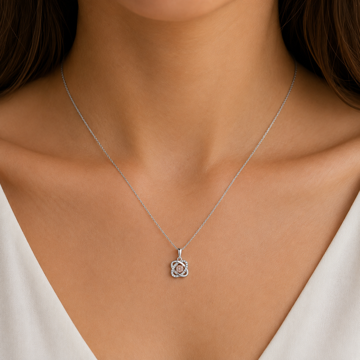 9ct white gold 0.10ct Australian pink diamond pendant