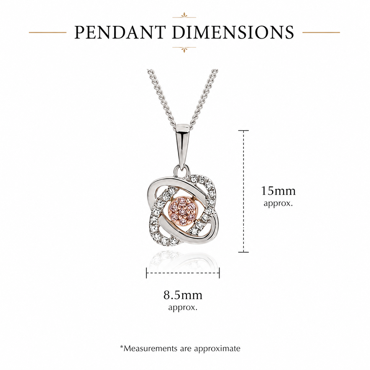 9ct white gold 0.10ct Australian pink diamond pendant