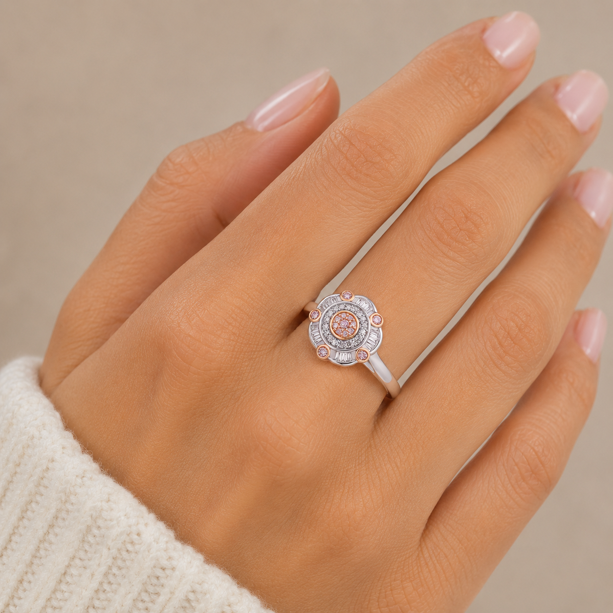 9ct white gold 0.30ct Natural Australian pink diamond ring