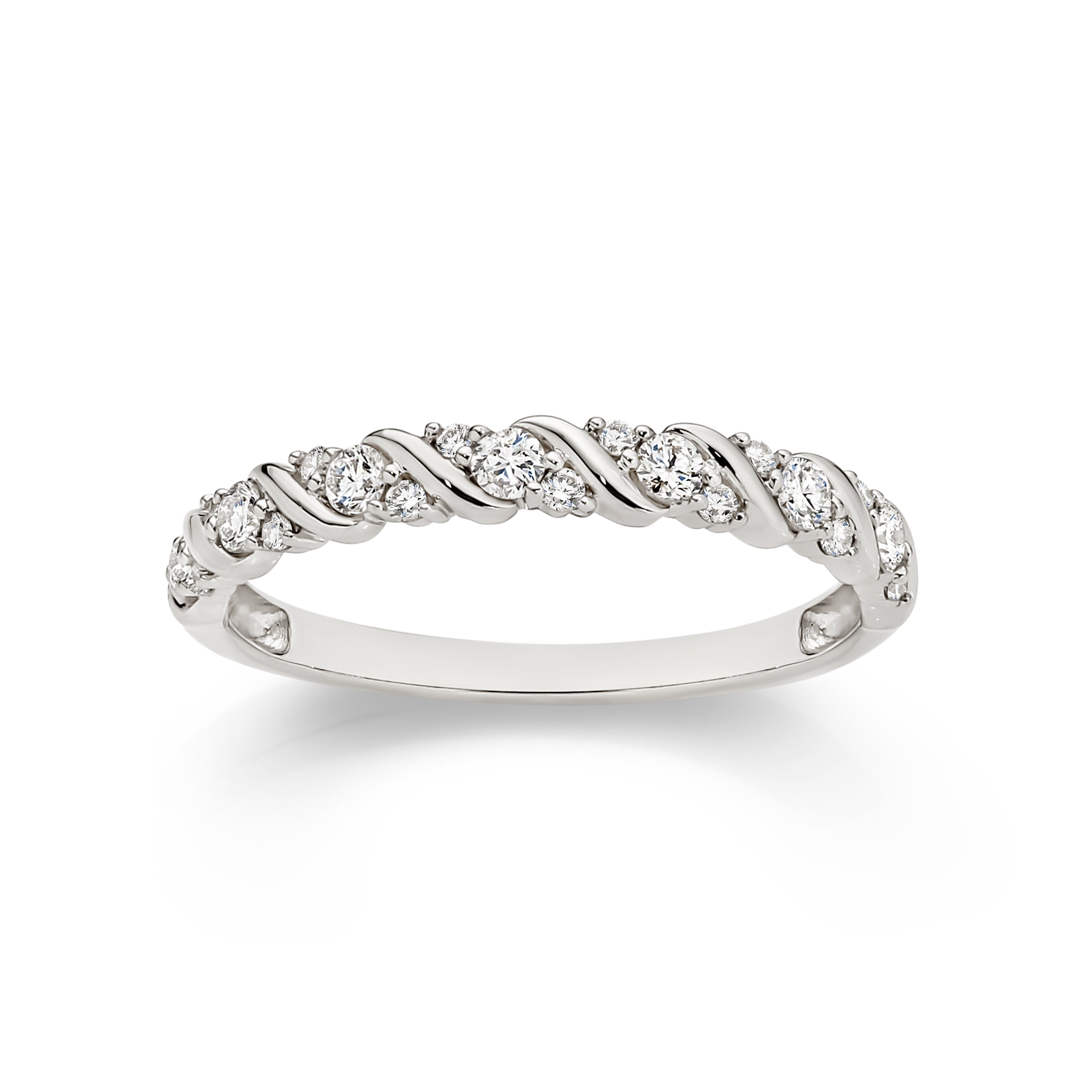 9ct white gold 0.33ct diamond rope twist ring