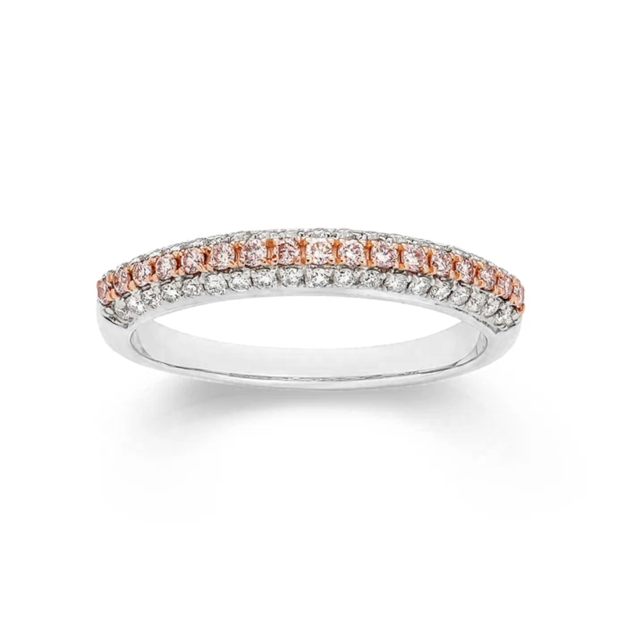 9ct white gold 0.50ct Natural Australian Pink Diamond dome band ring