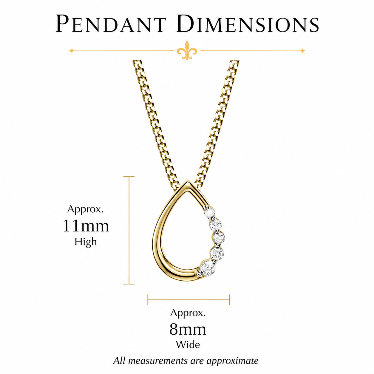 9ct yellow gold 0.05ct diamond pear shape slider pendant