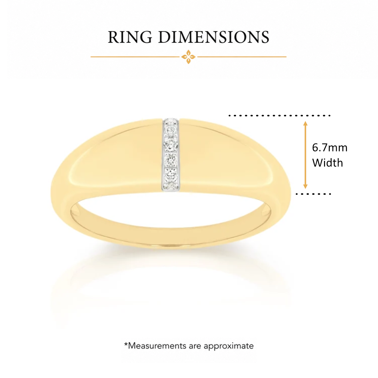9ct yellow gold 0.06ct diamond dome ring