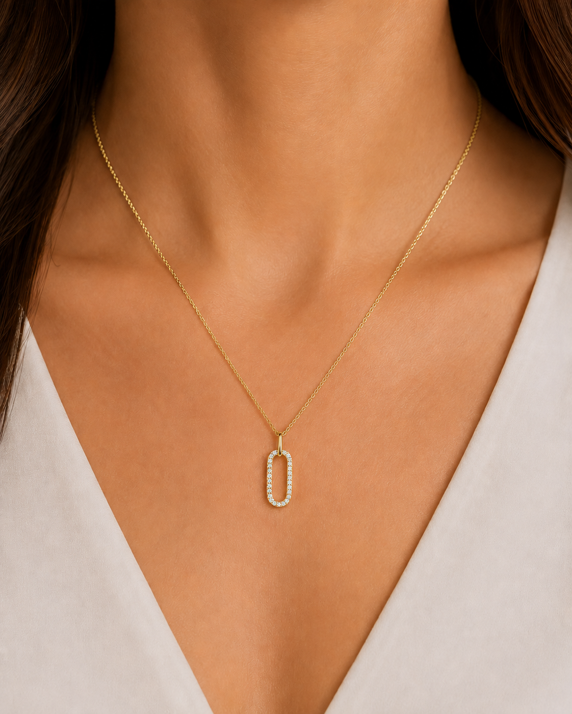 9ct yellow gold 0.10ct Diamond Paperclip Pendant