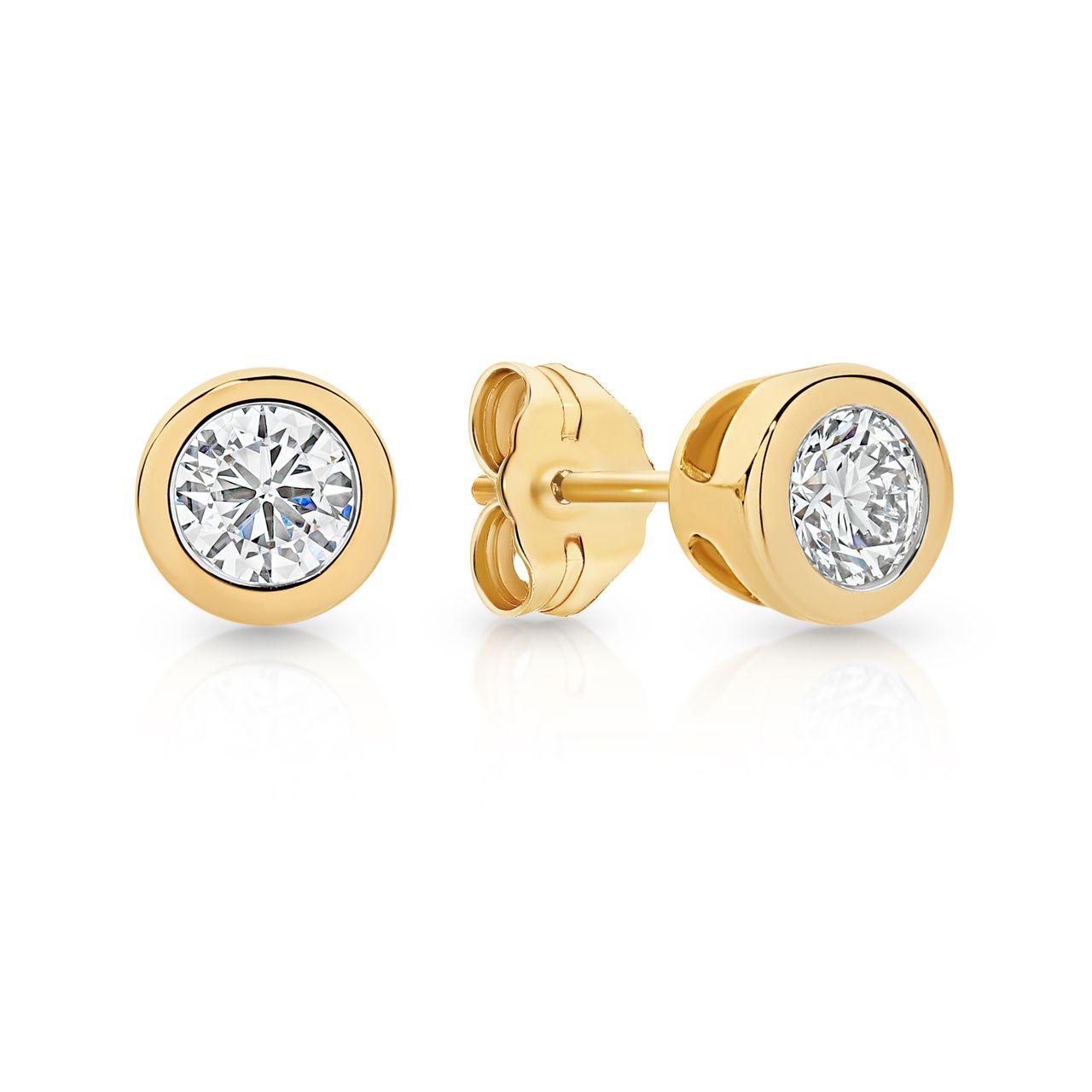 9ct yellow gold 0.20ct bezel set lab grown diamond earrings