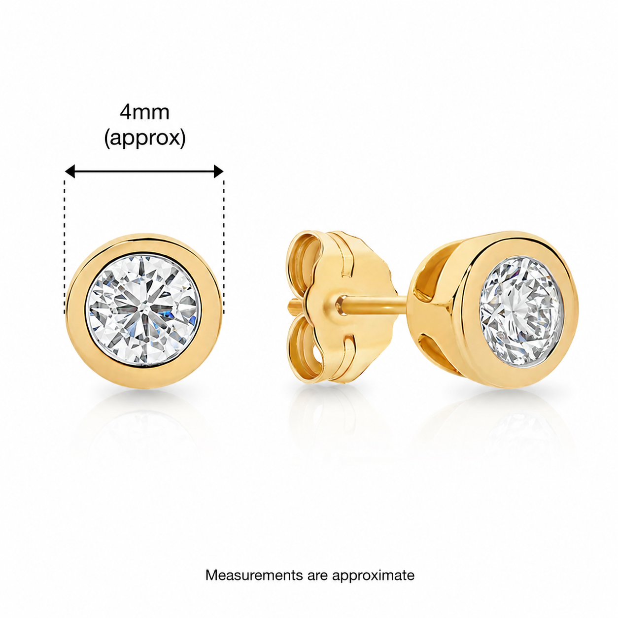 9ct yellow gold 0.20ct bezel set lab grown diamond earrings