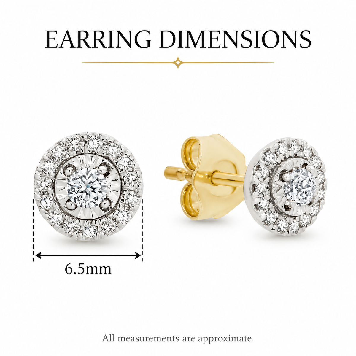 9ct yellow gold 0.22ct diamond halo stud earrings