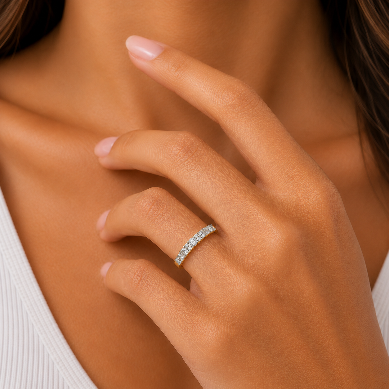 9ct yellow gold 0.50ct diamond straight band ring