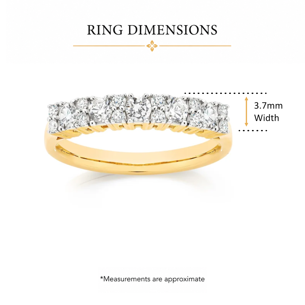 9ct yellow gold 0.50ct diamond straight band ring