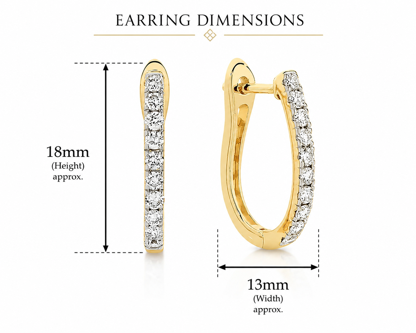 9ct yellow gold 0.50ct lab grown diamond huggies