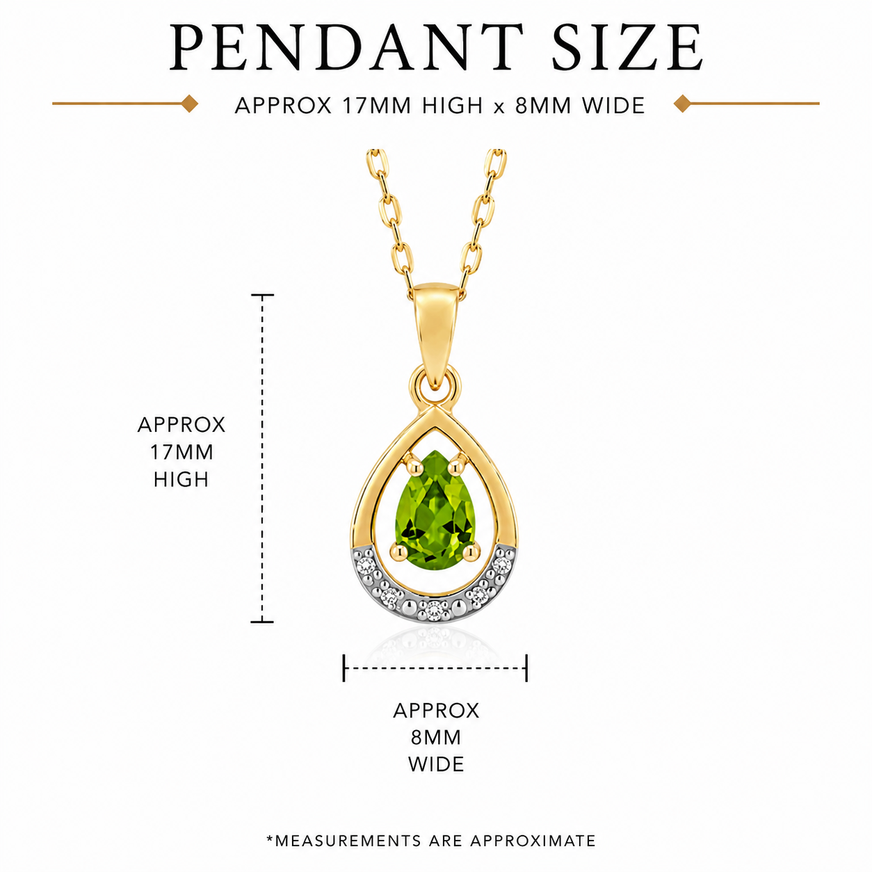 9ct yellow gold peridot & diamond pendant