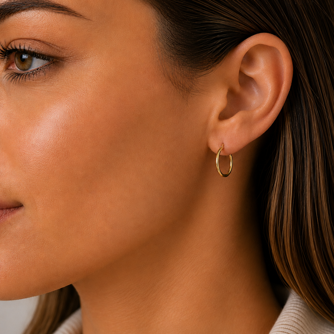 9ct yellow gold polished 15mm hoop earrings