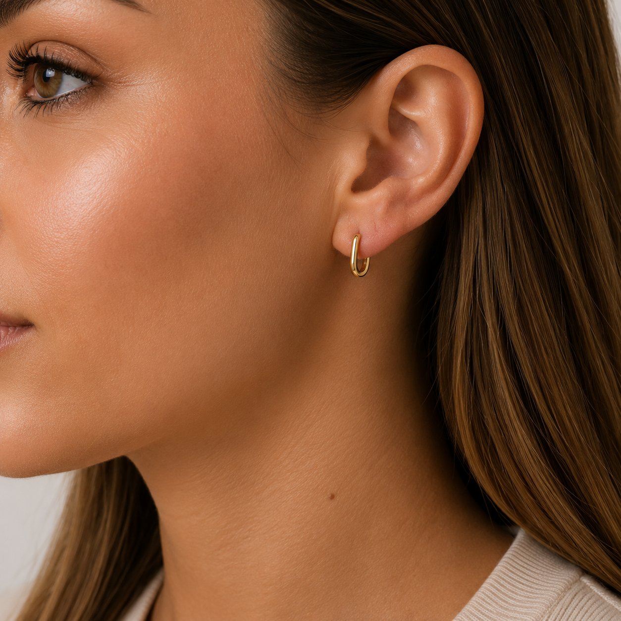 9ct yellow gold polished paperclip huggie earrings