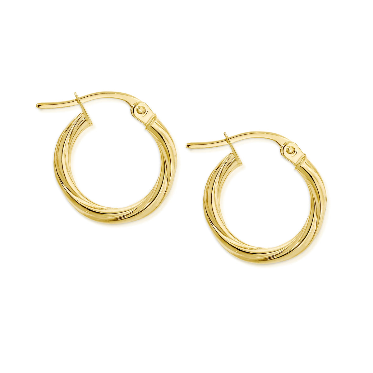 9ct yellow gold twist 10mm hoop earrings