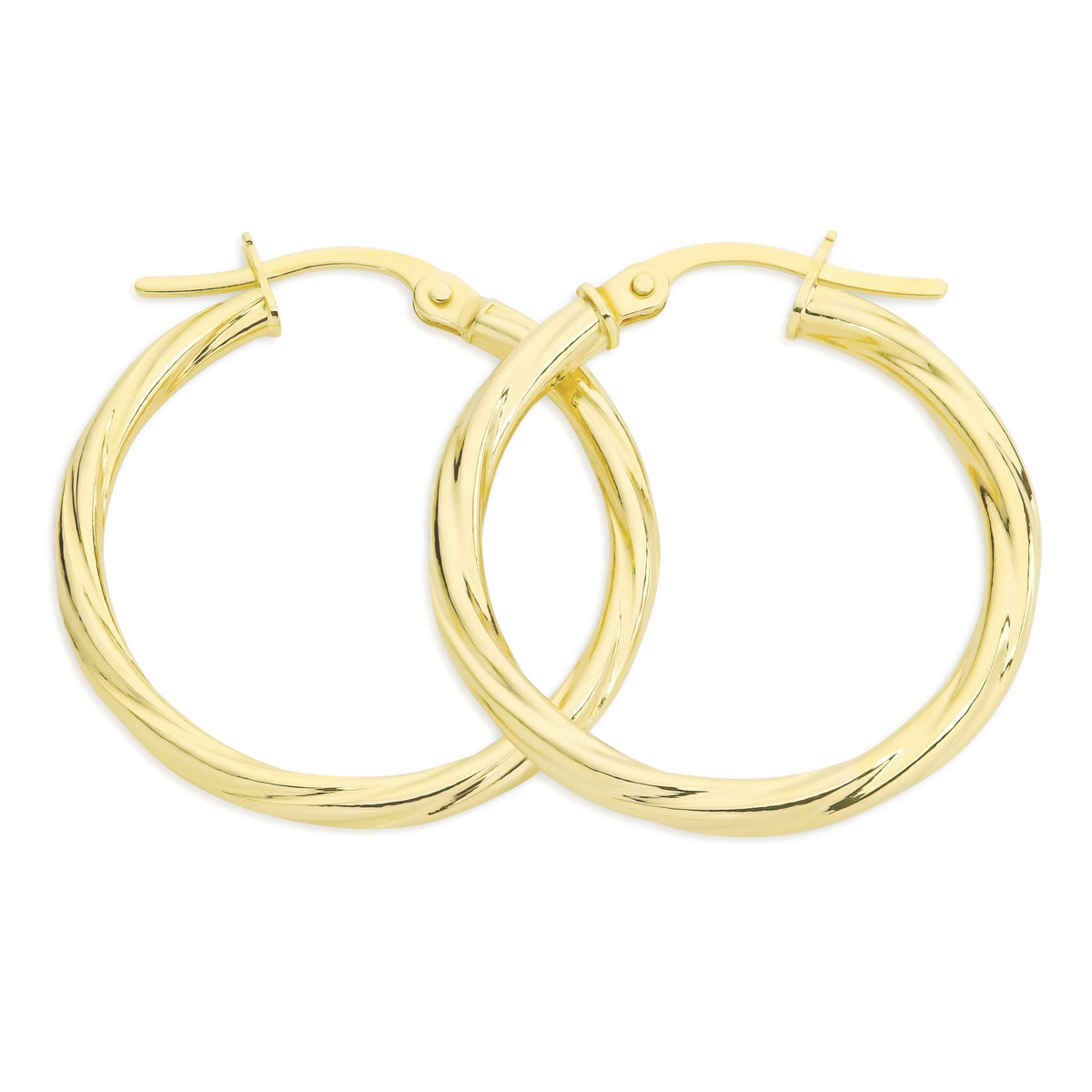 9ct yellow gold twist 20mm hoop earrings
