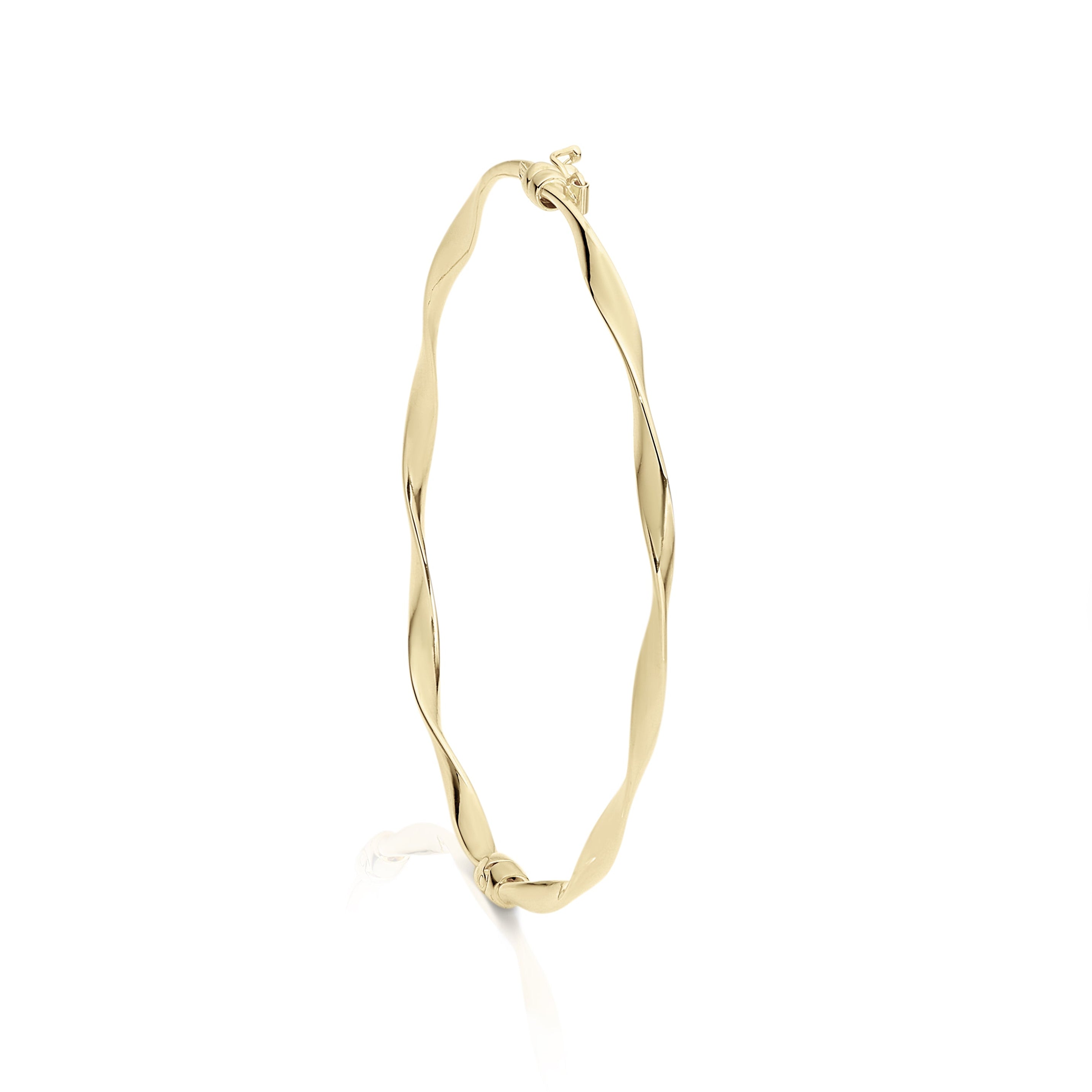 9ct yellow gold twist hinge bangle