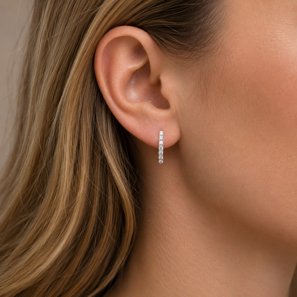 9ct White Gold Lab Grown Diamond Huggie earrings