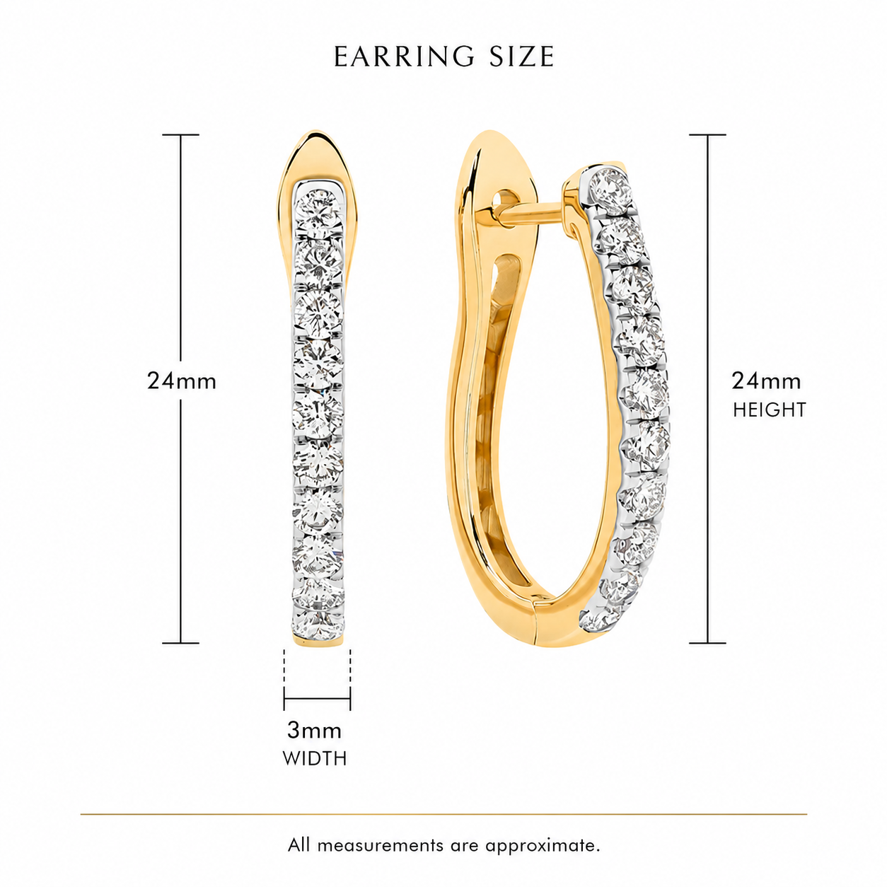 9ct yellow gold lab grown diamond huggie earrings