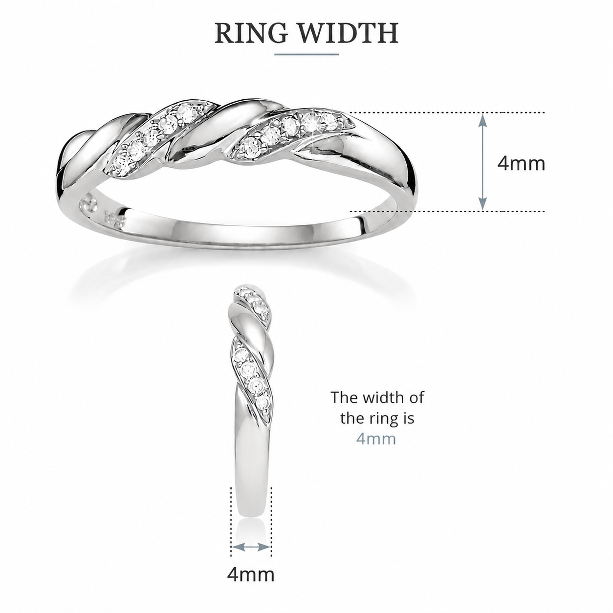 9ct white gold diamond twist ring