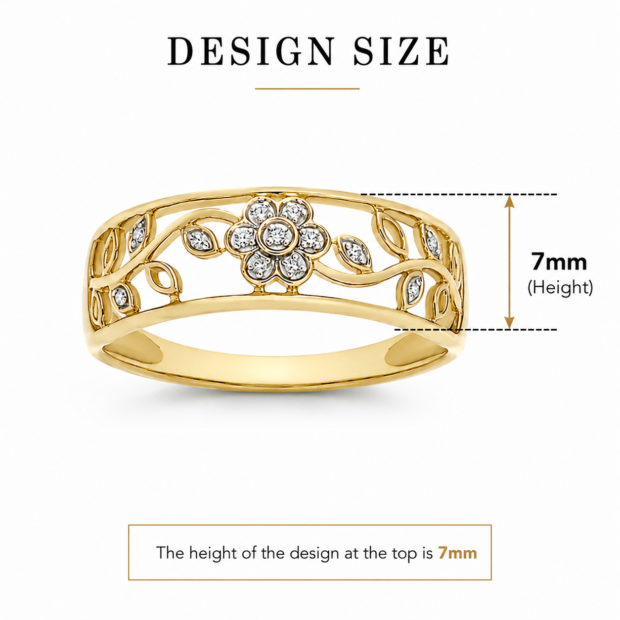 9ct yellow gold 0.30ct diamond flower ring