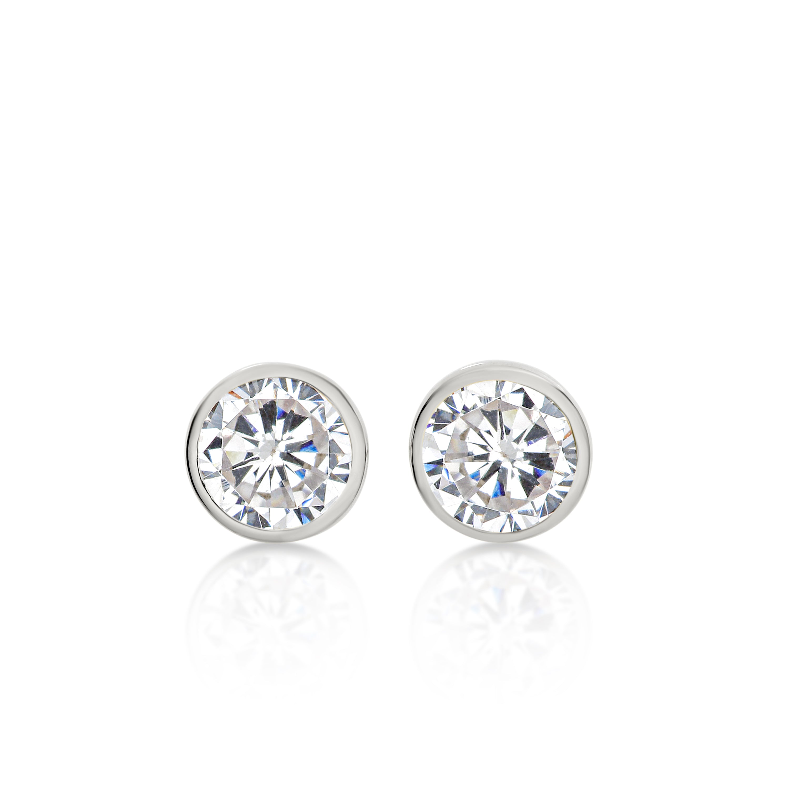 Silver cubic zirconia bezel studs 5mm