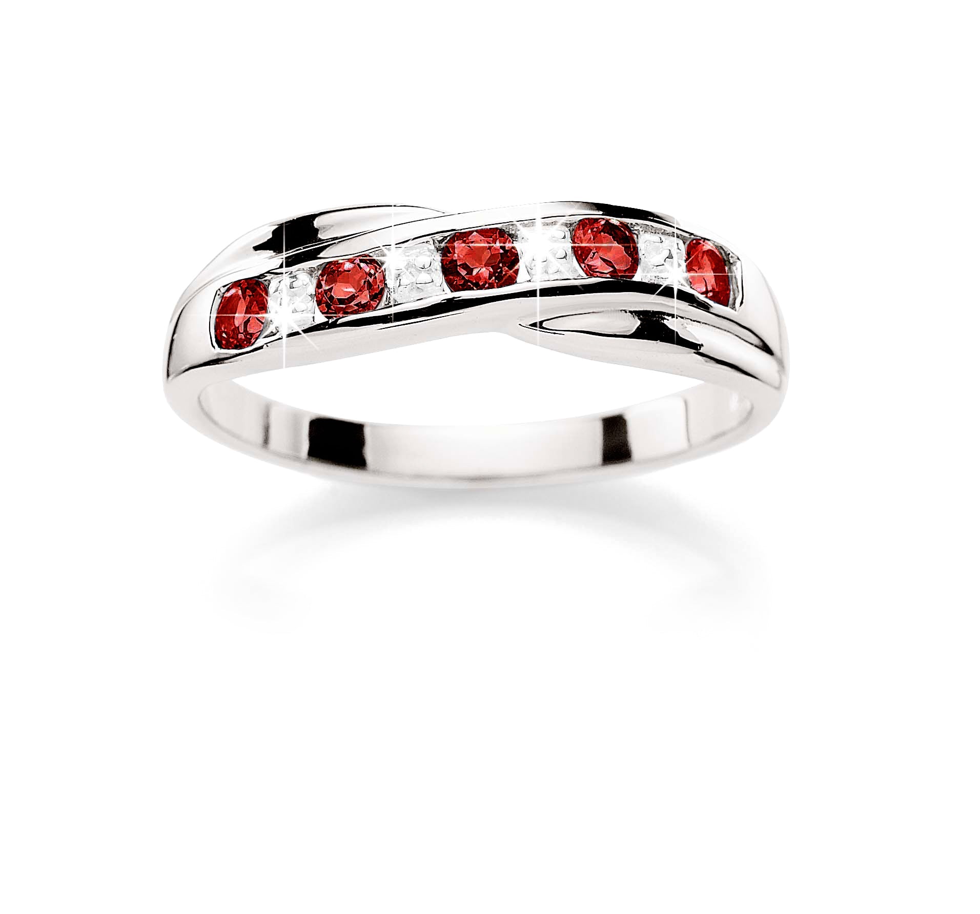 Silver garnet & diamond ring