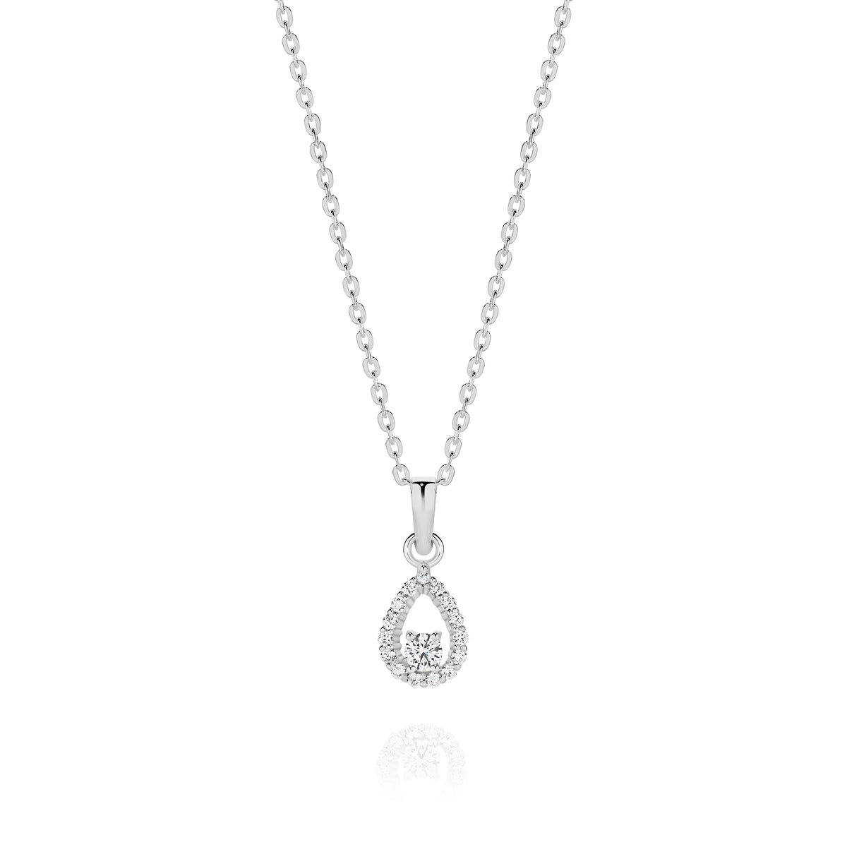 Sterling Silver Cubic Zirconia Pear Shaped Pendant with Chain