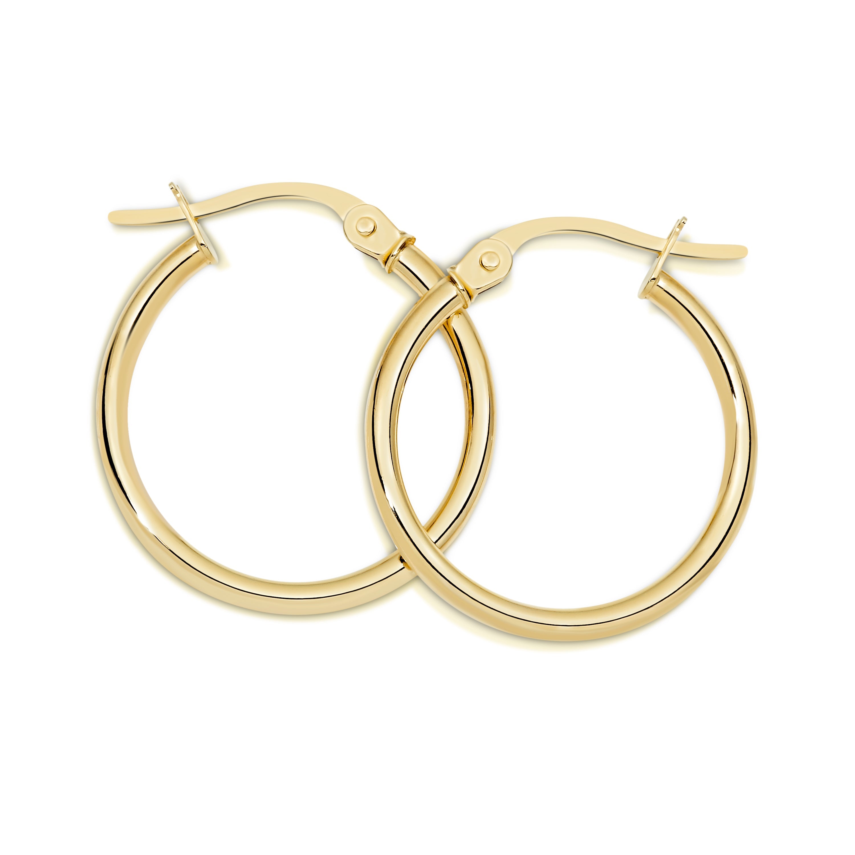 9ct gold polished hoops 15mm
